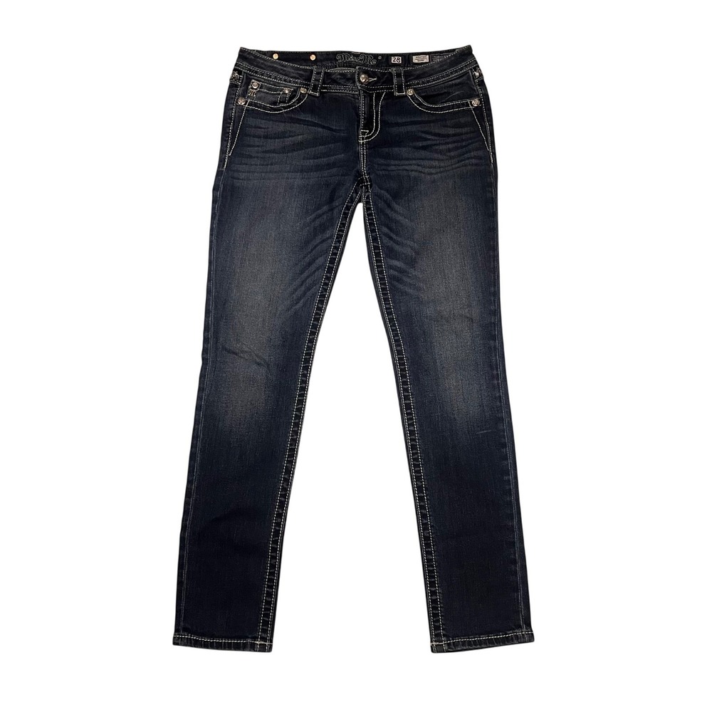 Miss Me Signature Skinny Jeans Embellished‎ Pockets Dark Wash Size 28